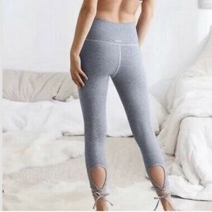 aerie cropped ankle wrap tie keyhole leggings grey size XS